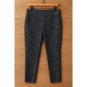 Calvin Klein Womens Slim Fit Stretch Pants‎ Size L Black Beige Animal Print Lq